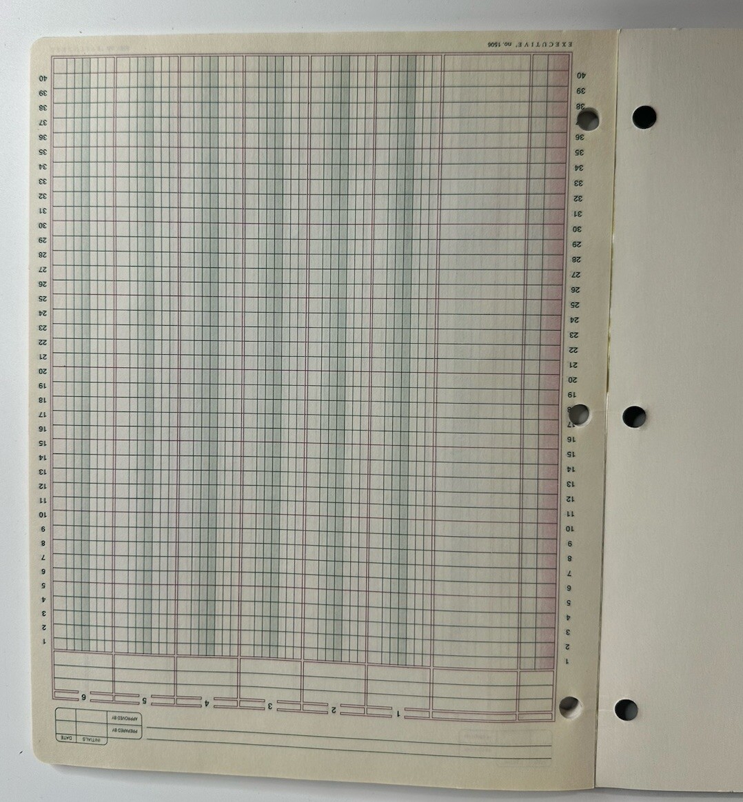 Vintage Stuart Hall – Executive 8.5×11 Columnar Pad – 50 Sheets – 6 Columns