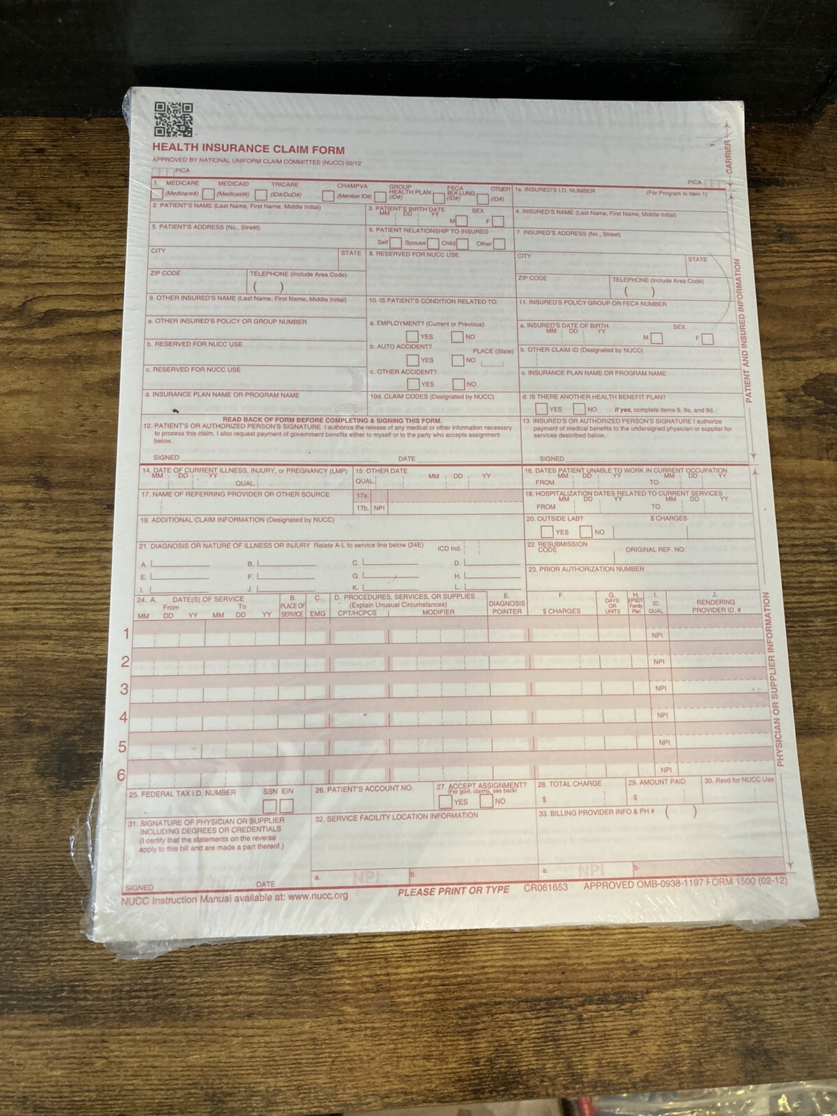 Adams CMS1500L2V Health Insurance Claim Forms Laser Forms 8.5” x 11″ 250 forms