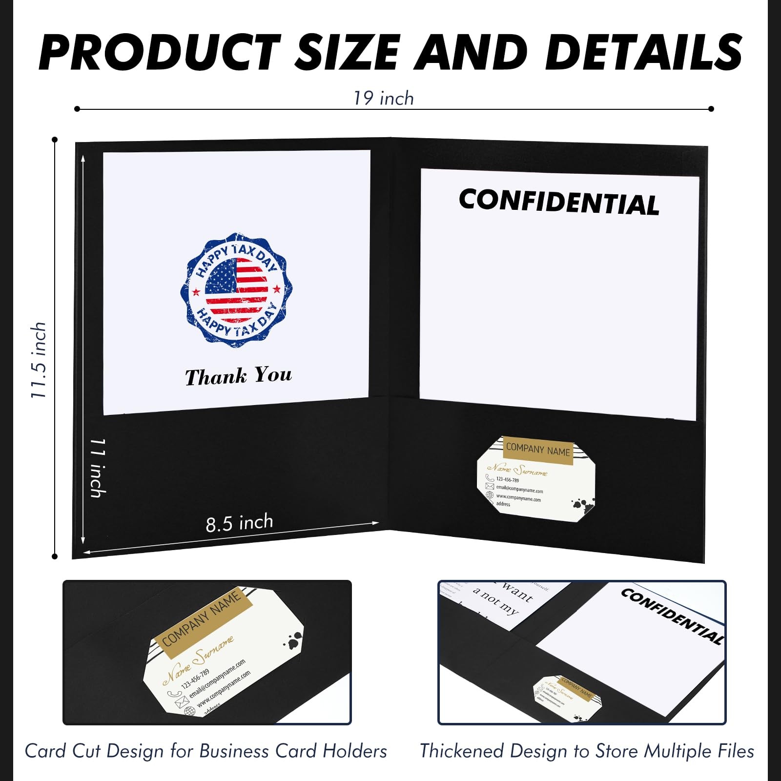20 Pcs Tax Return Folders Bulk – Letter Size 2 Pocket Folders with Gold Print…