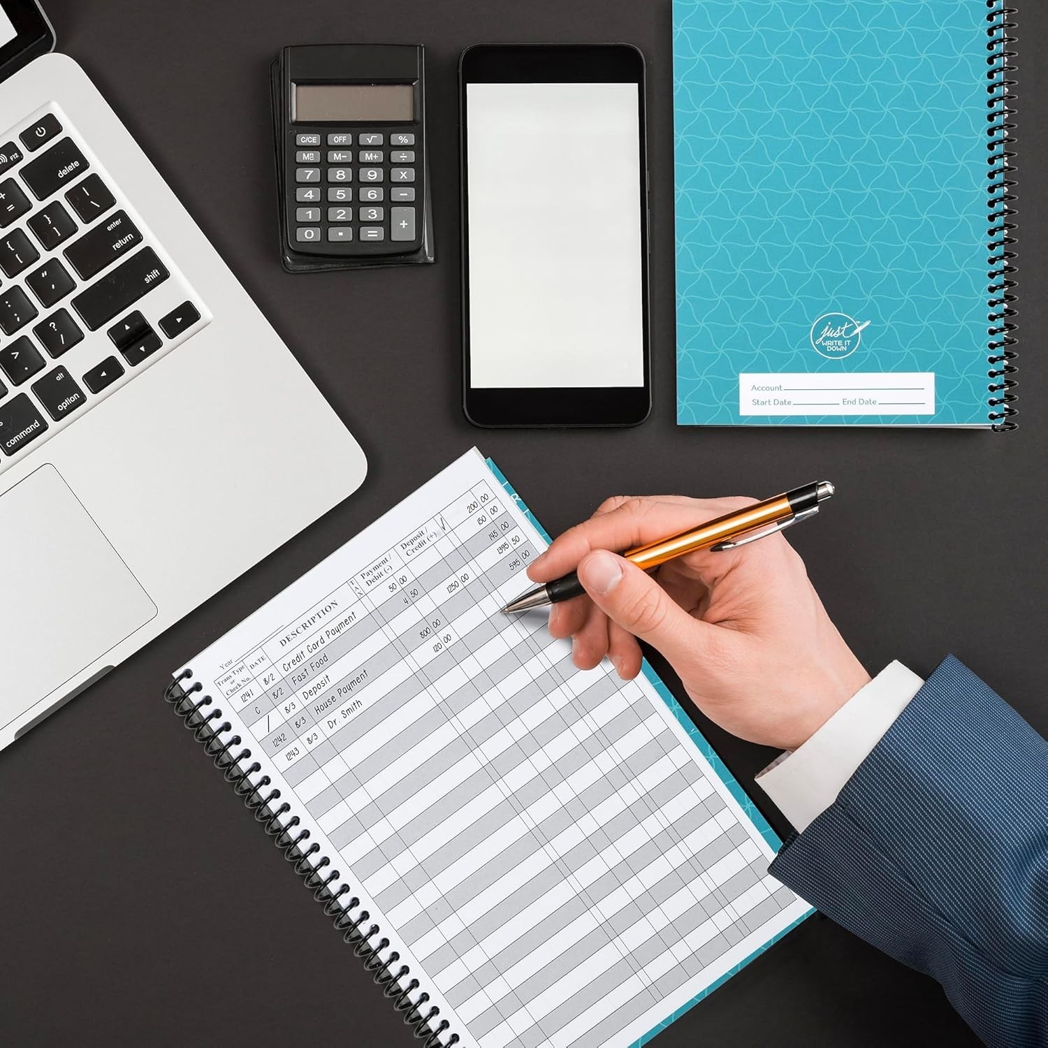 Comprehensive Teal Check Register & Tracking Ledger – Perfect for Business Use