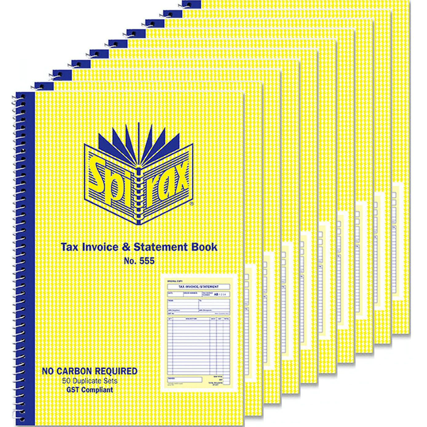 NEW 10 x Spirax 555 Invoice & Statement Book Dup 207 x 144mm 40897