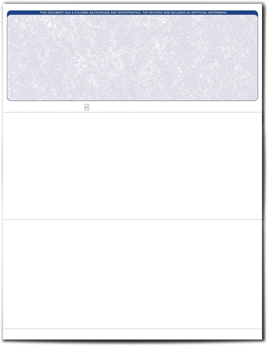 Valuechex Blank Check Paper – Form #1000 Business Voucher Check on Top – Blue –