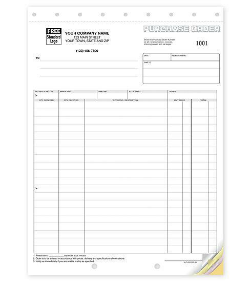 100 Classic Purchase Orders Large / Nebs Deluxe No. 92 / 2 Part / 8.5 x 11