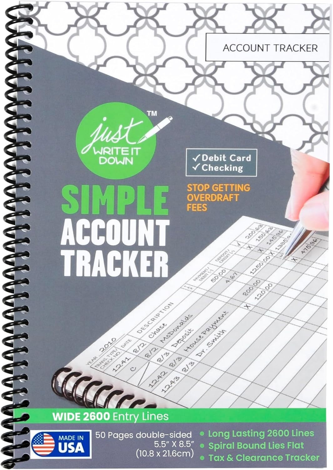 User-Friendly Check Book Register – 2,600 Entry Lines, Eco-Friendly Production