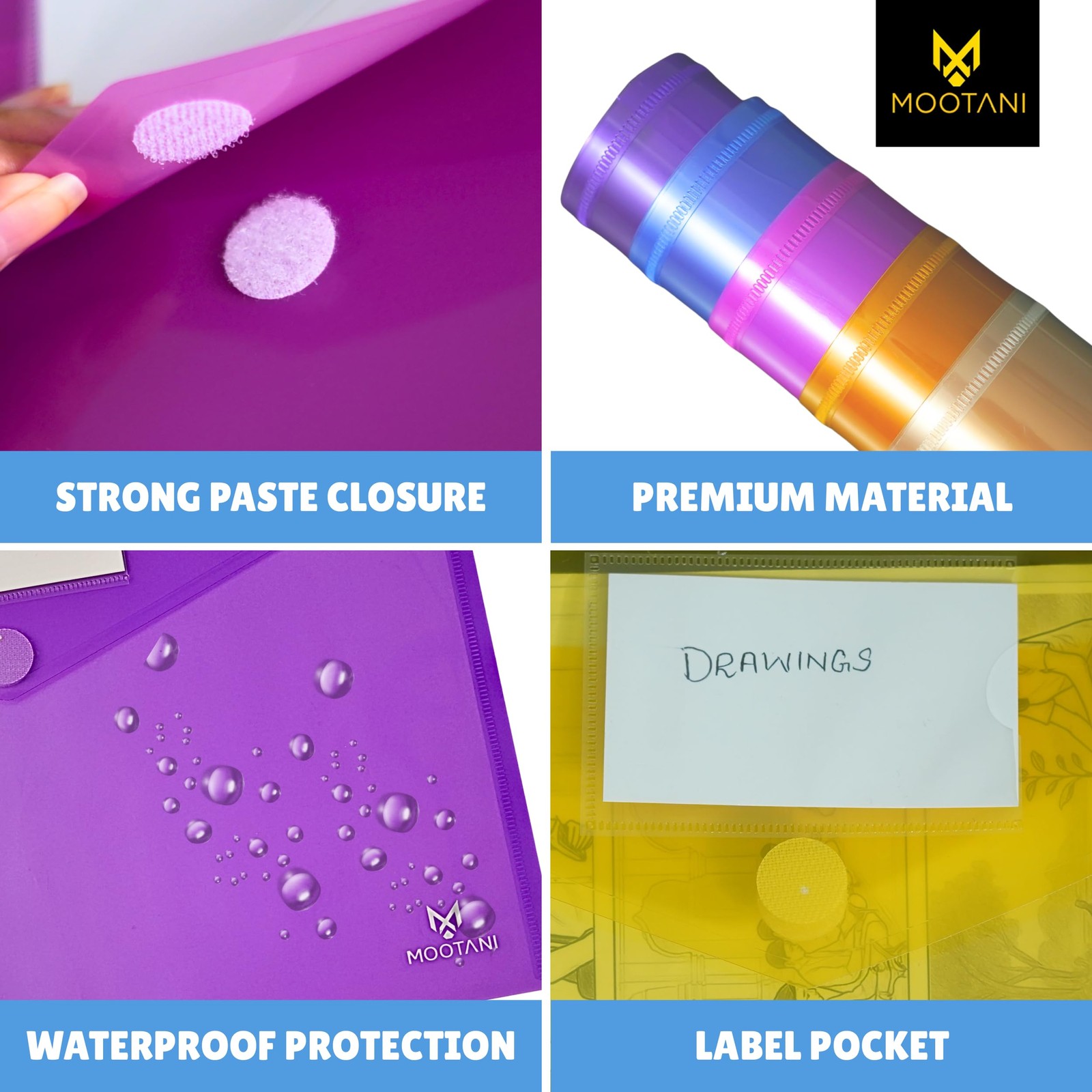 MOOTANI 10 Pack Plastic Pink, Sky Blue, Yellow, Transparent, Purple
