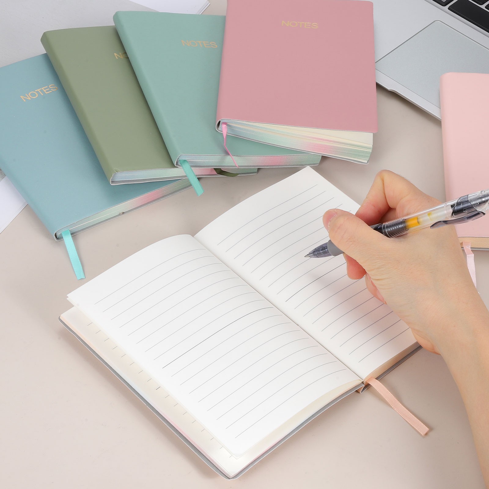 Line Notebook, C6 Pocket Journal Notebook, Light Blue