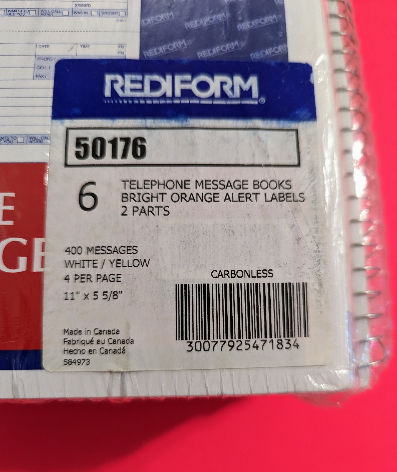 Rediform Phone Message Books – Wirebound 2-Part Carbonless – 50-176 – 400 Forms