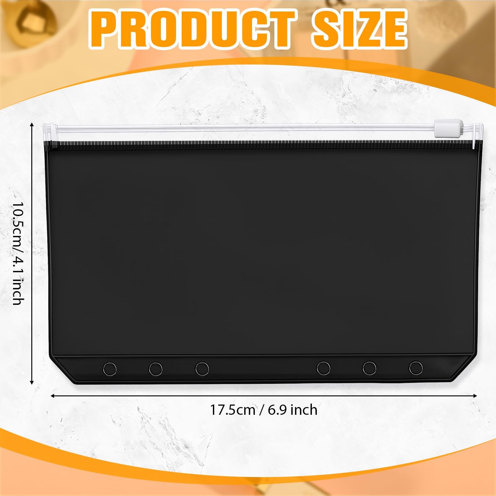 Leinuosen 50 Pcs A6 Binder Pockets 6 Hole Black Zip Envelope 6 Holes,