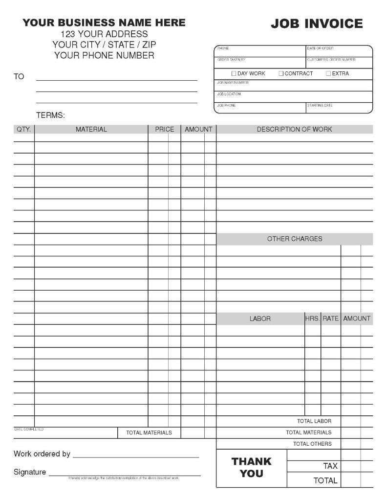 50 Contractor Work Order Job Invoices 8.5 x 11 / Numbered / 2 Part TMG026
