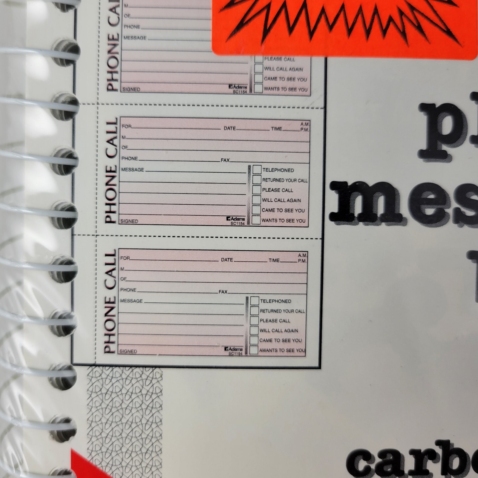Spiral Bound Phone Message Book 5 1/2″ x 11″ 400 Sets Per Book (2/Pack)