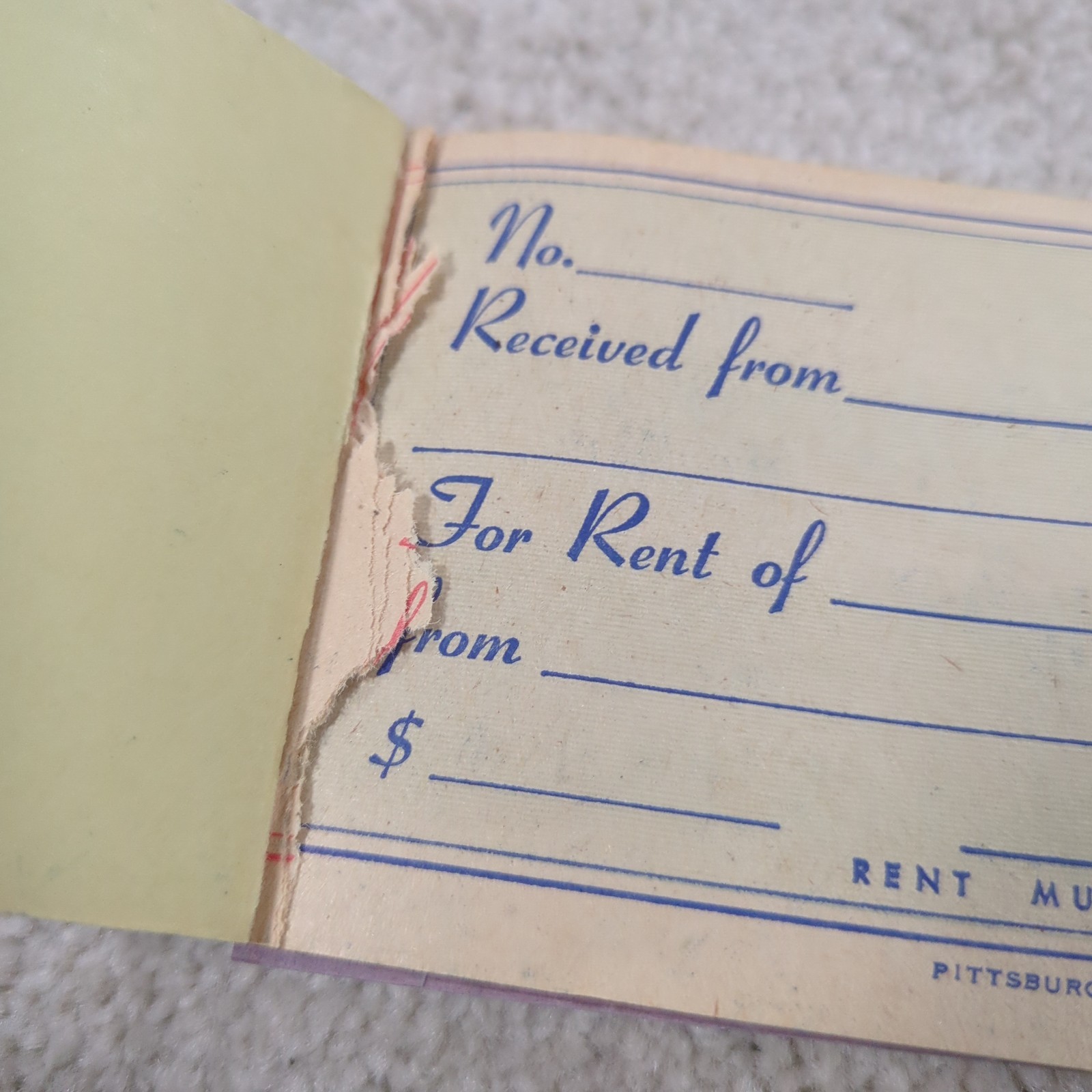 Steel City Rent Receipt Book No. 193 Used With Carbon Paper Vintage 50s 60s