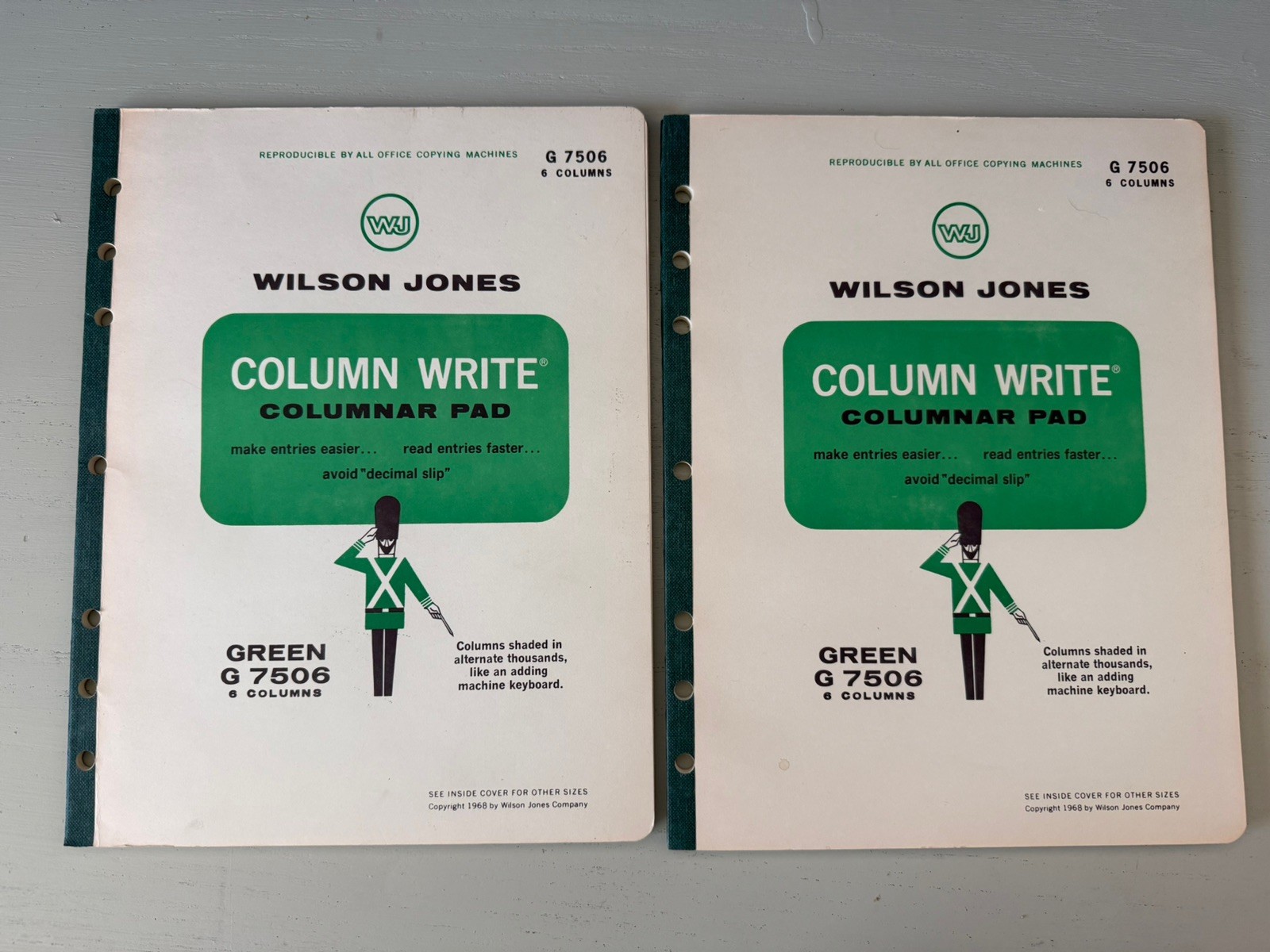 Vintage Lot of 2 1967 Wilson Jones Column Write Columnar Pad Accounting G7506