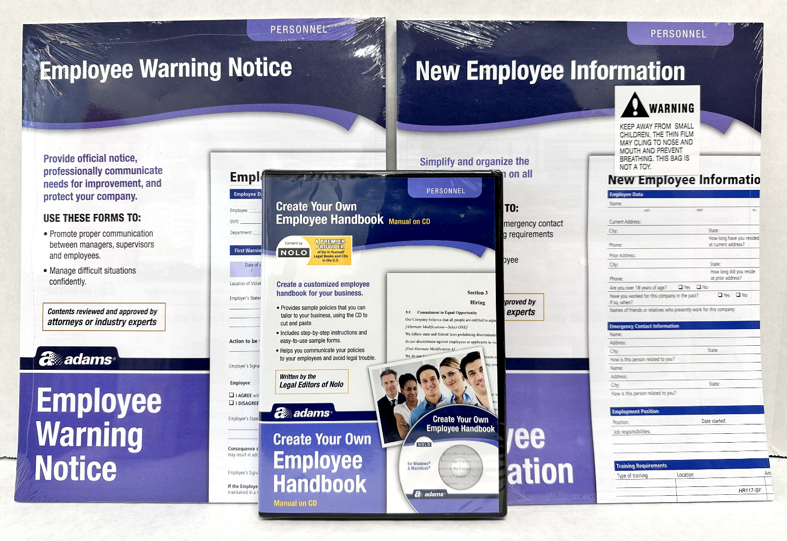 BUNDLE Adam Personnel Forms (New Employee Info, Warning Notice, Create Handbook)