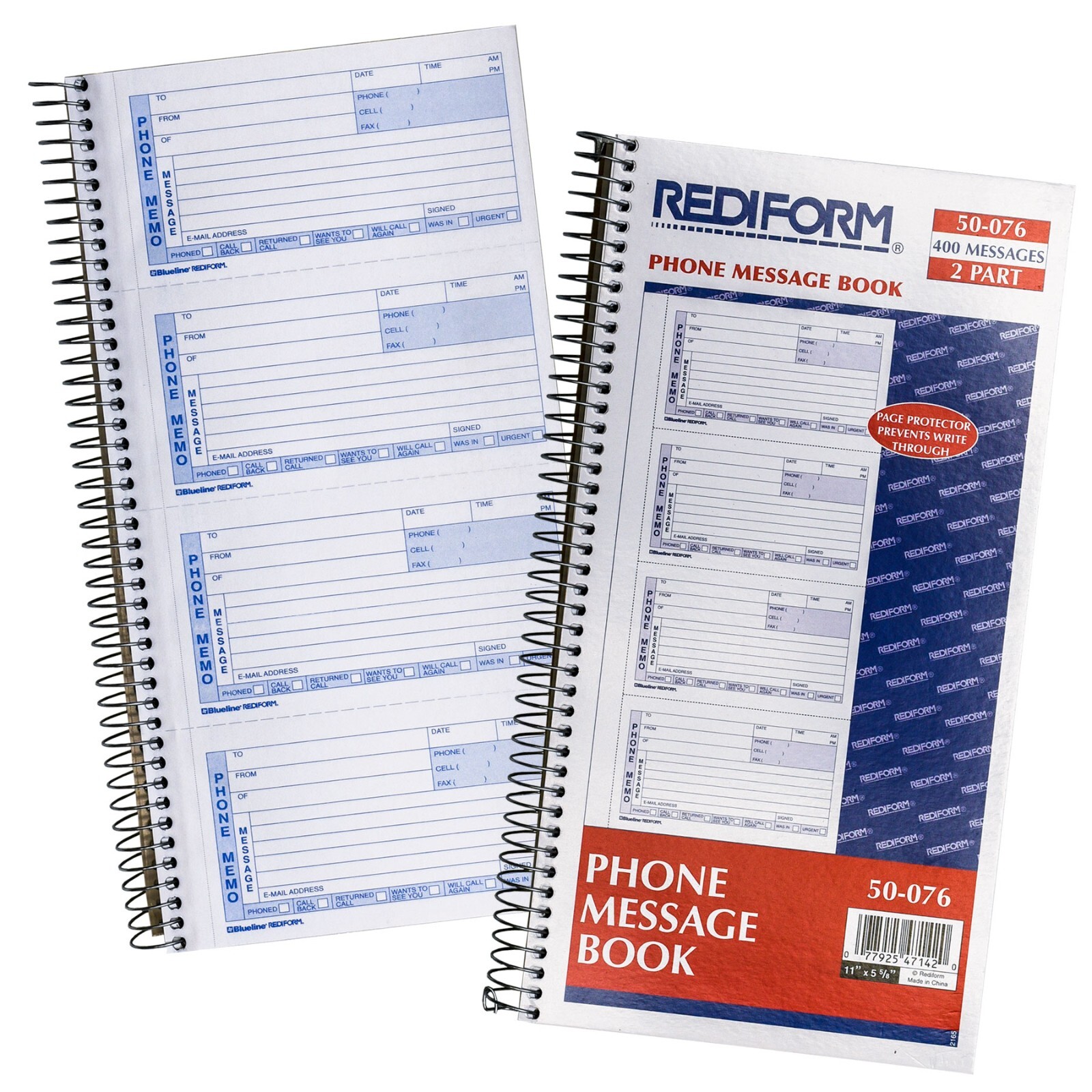 Rediform 50-076 Phone Message Book, 2-Part, 400 Messages, 11 x 5-5/8″