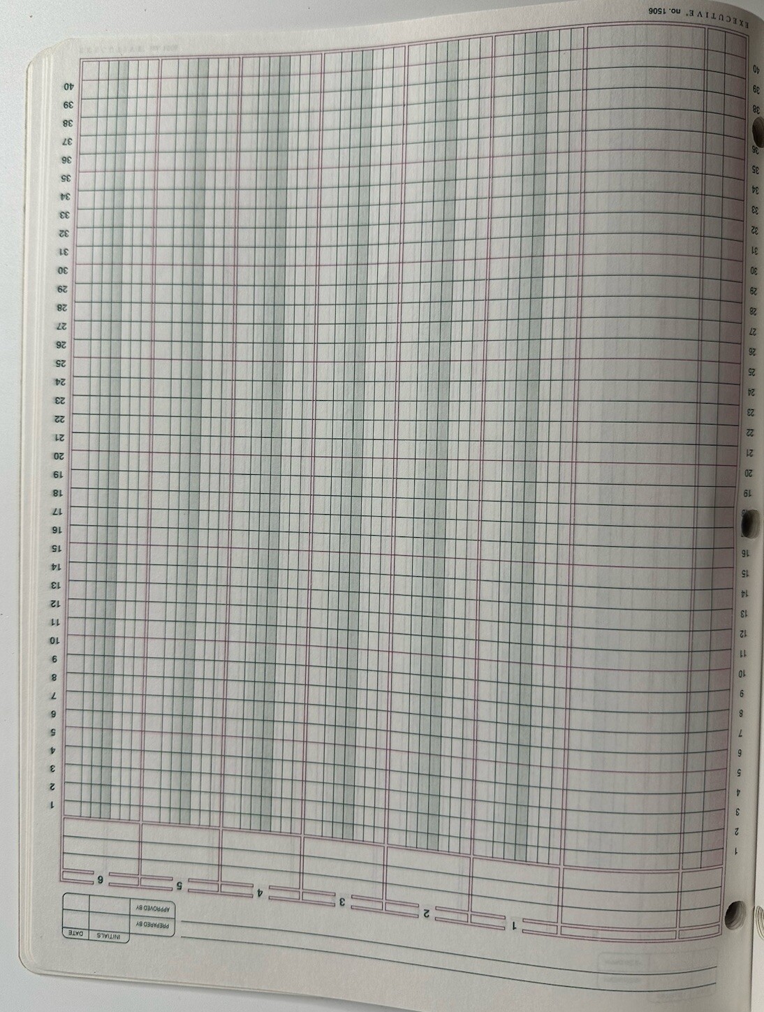 Vintage Stuart Hall – Executive 8.5×11 Columnar Pad – 50 Sheets – 6 Columns