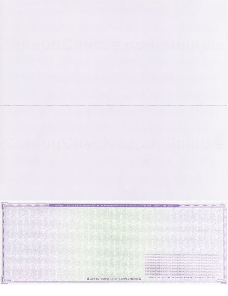 2000 “High Security” Computer Check Paper – Check on Bottom – Purple Mazed