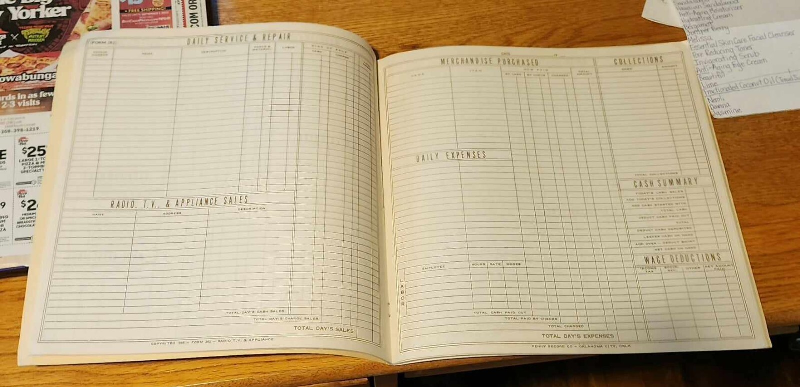 Penny Record Book Simplified Bookkeeping Books for Television Repairmen, Vintage