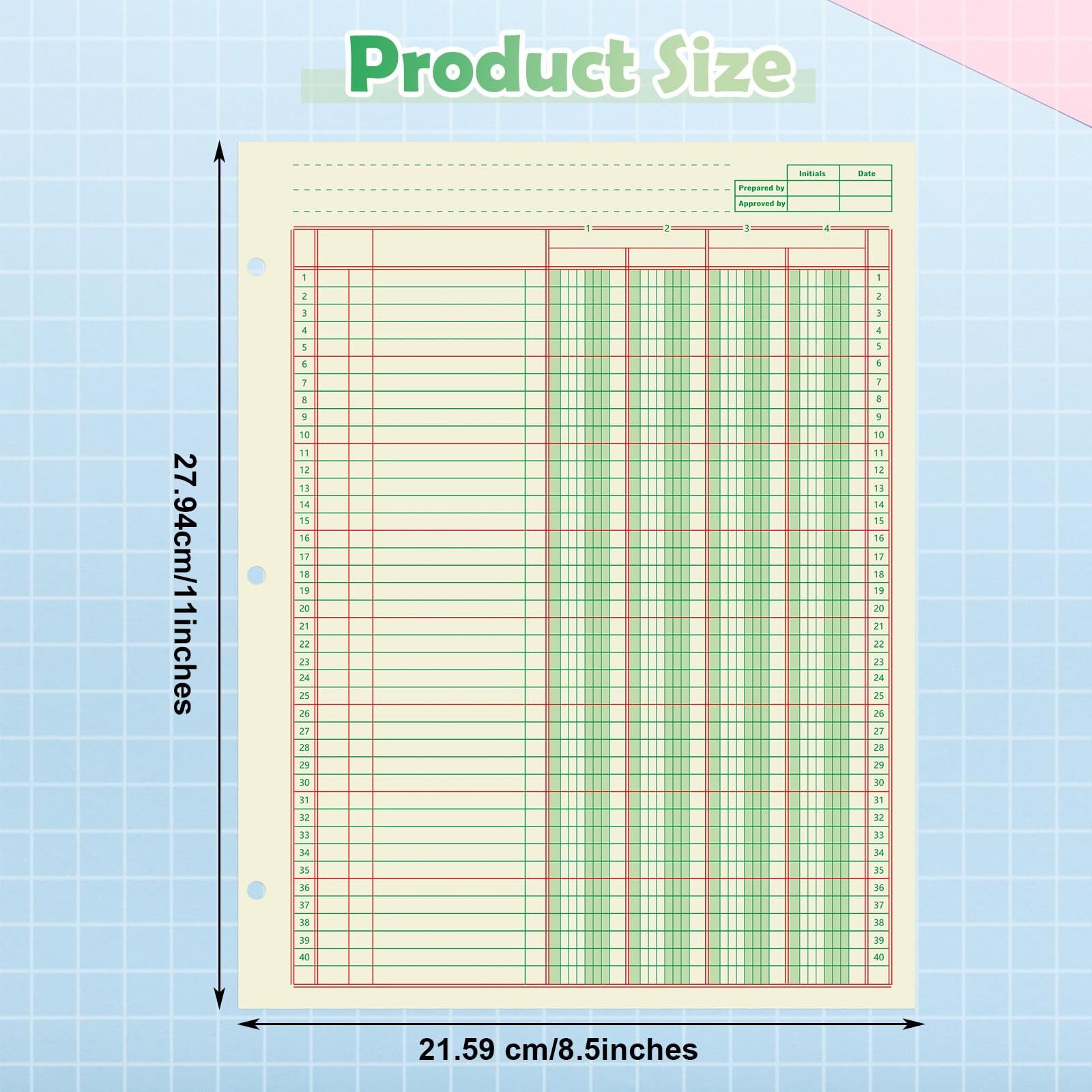 2 Pack 100 Sheets Columnar Pad Accounting Ledger Accounting Ledger Book Green…