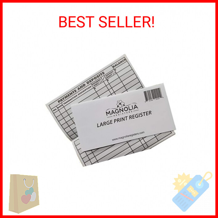 10 Pack Large Print Low Vision Checkbook Registers, 3″ x 6″, Check Registers for