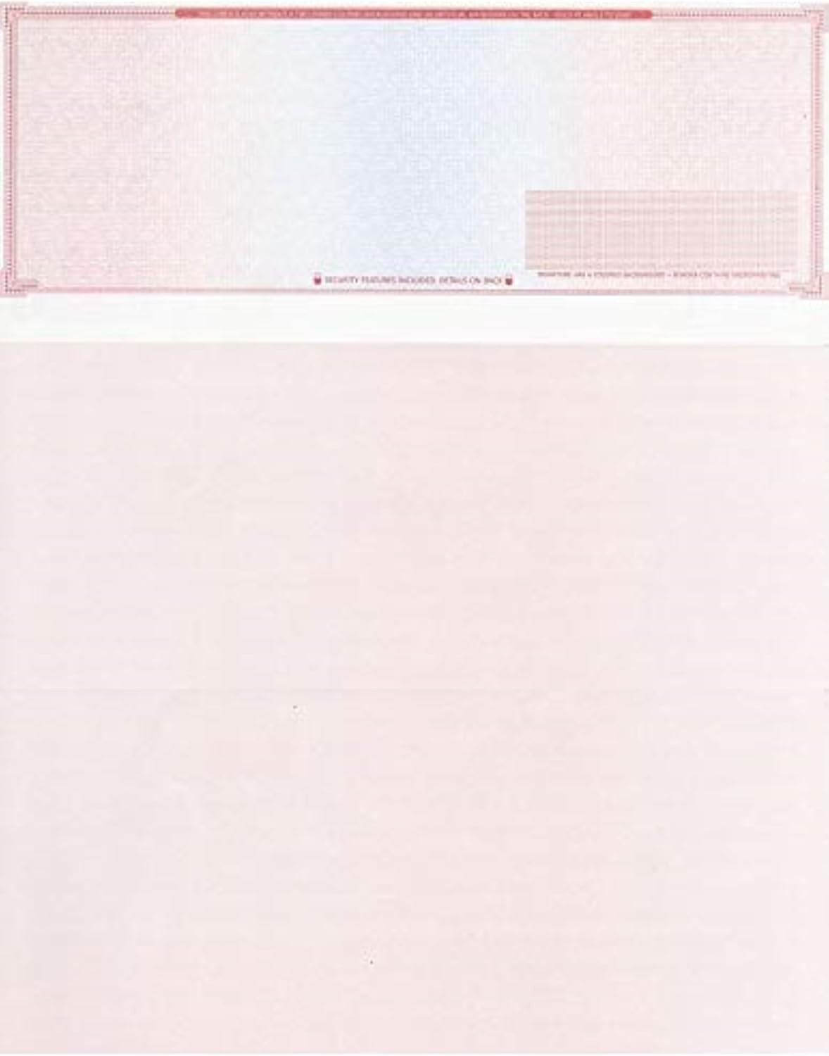 500 High Security Blank Checks – Red/Blue Mazed Design, 70 lb Weight