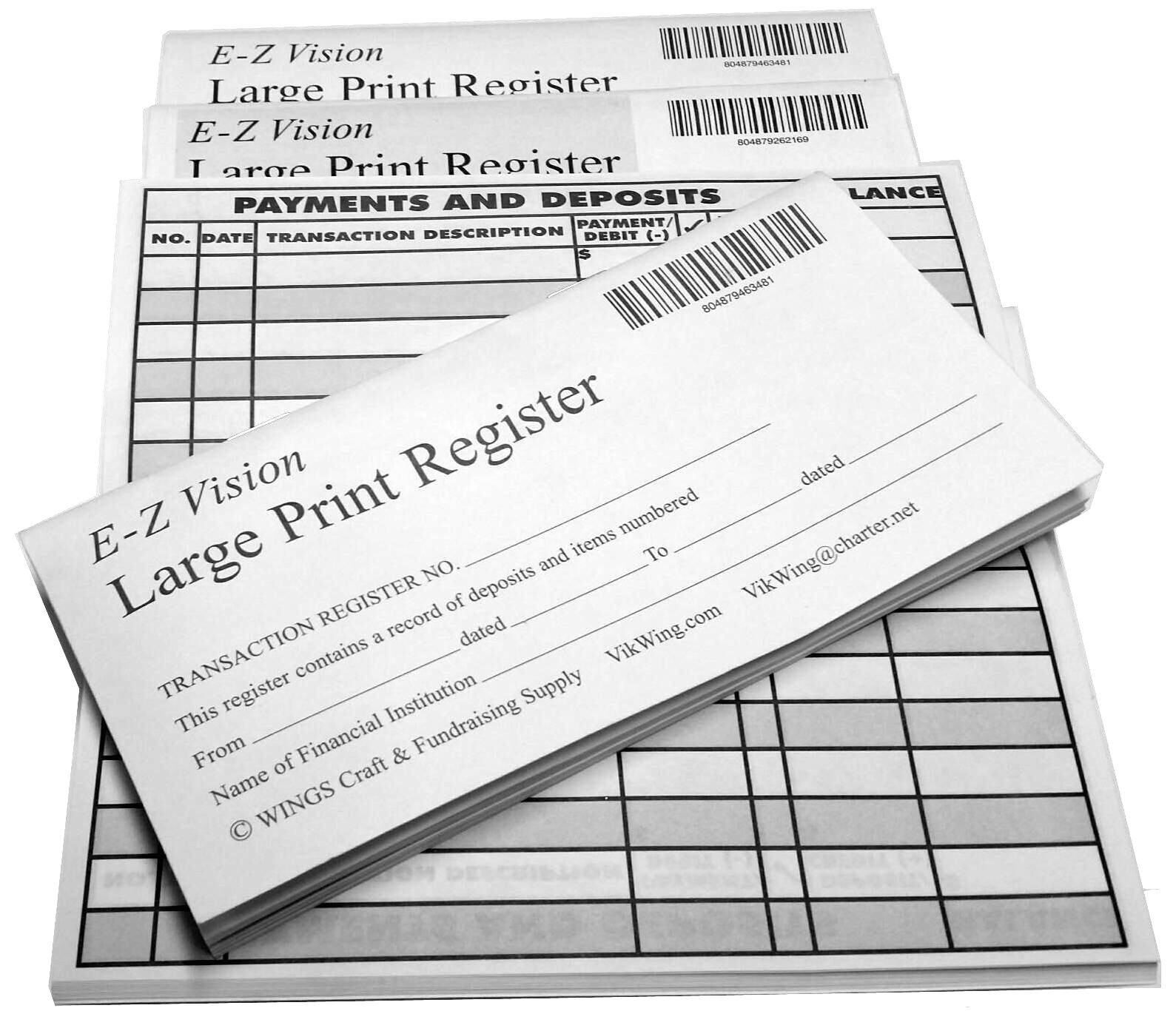 Large Print Low Vision Checkbook Transaction Registers Bank Book