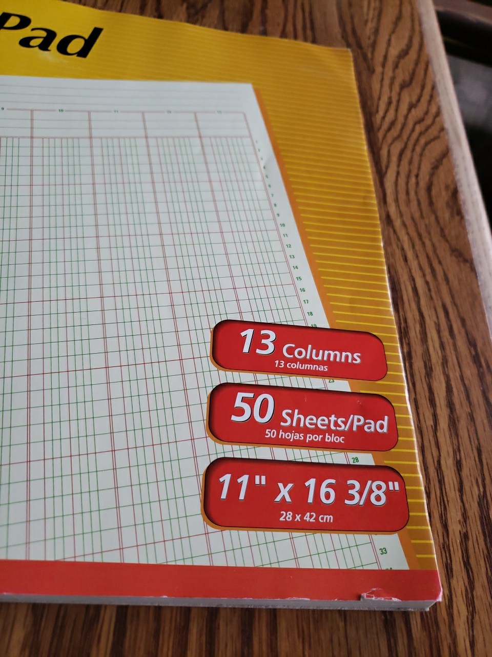 Office Max Green Tint Columnar Pad 13 Columns 11″ x 16 3/8″, 50-Sheets 2005 New