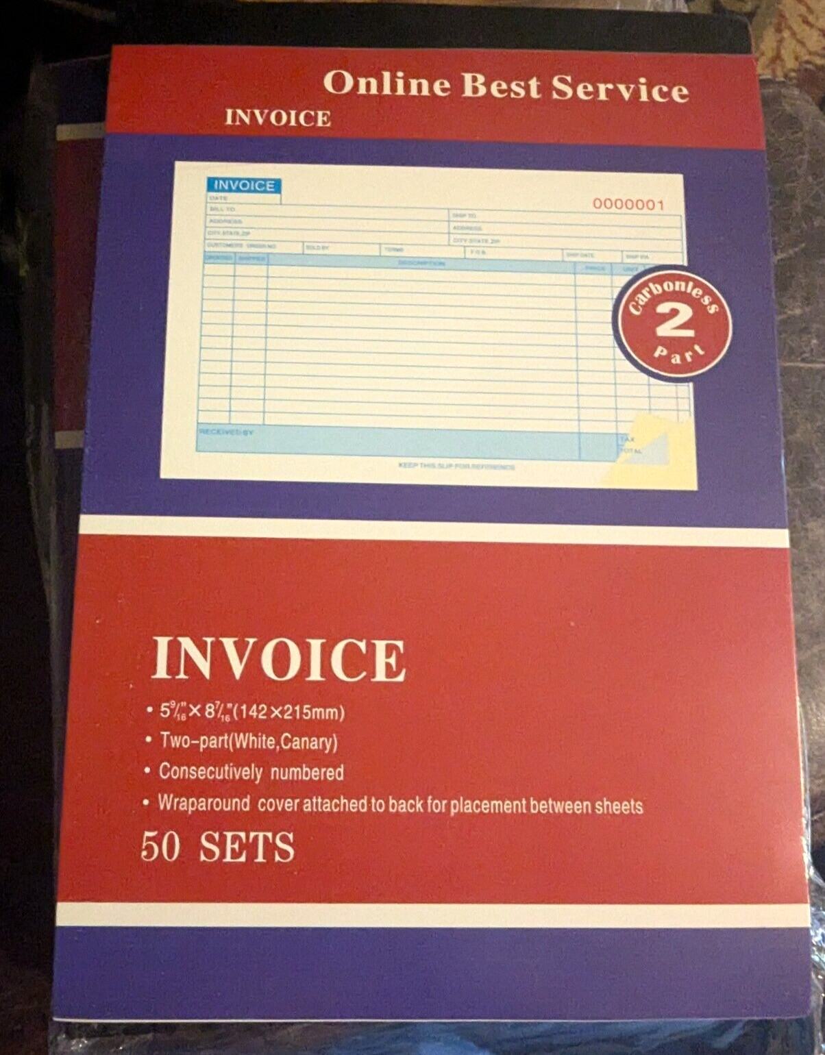 Invoice Books x5 2 -Part Carbonless 50 Sets Per Book