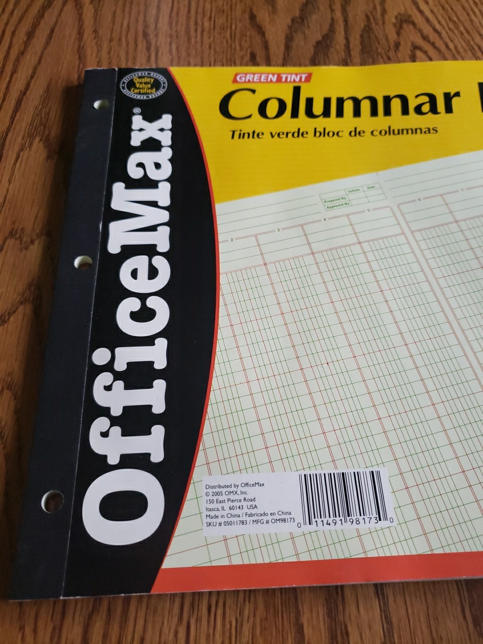 Office Max Green Tint Columnar Pad 13 Columns 11″ x 16 3/8″, 50-Sheets 2005 New