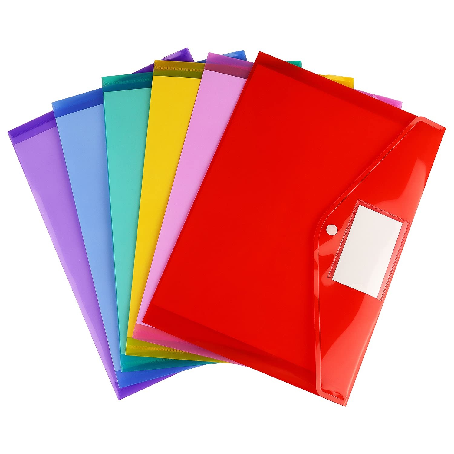 6 Pack Clear Document Folders Plastic 15.55 x 8.73 x 0.52 inches, 6 Color