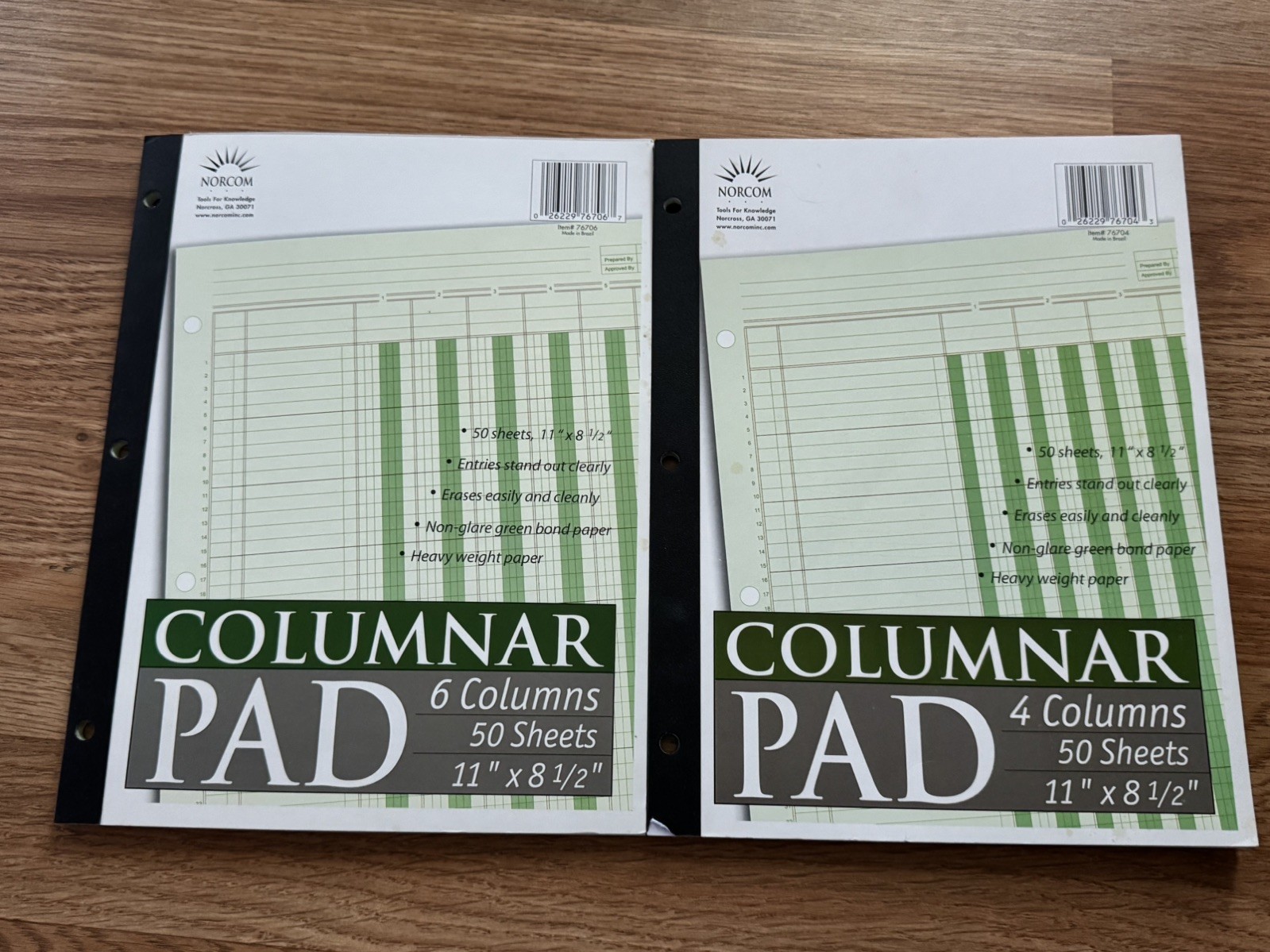 LOT 5 Norcom, Columnar Ledger Pad, 4 Columns, 8.5″ x 11″, Letter Size, 50 Sheets