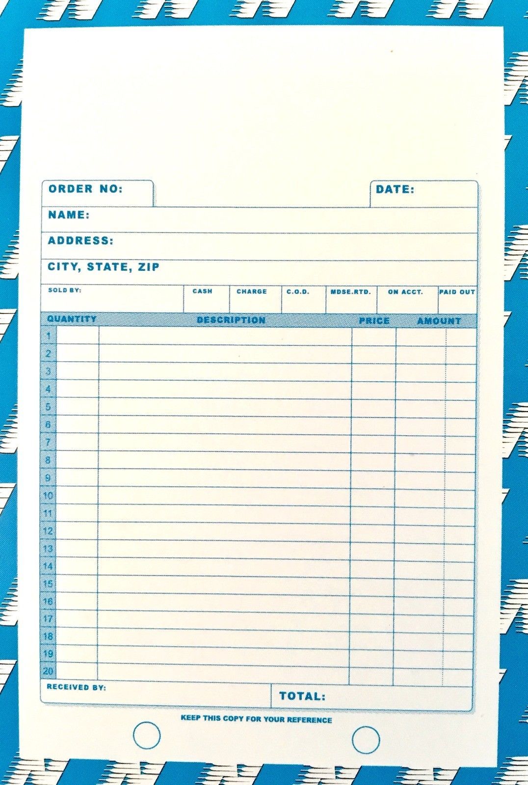 100 PCS Sales Invoice Order Books Carbon less 50 Sets 2Parts 5 9/16″ x 8 7/16″