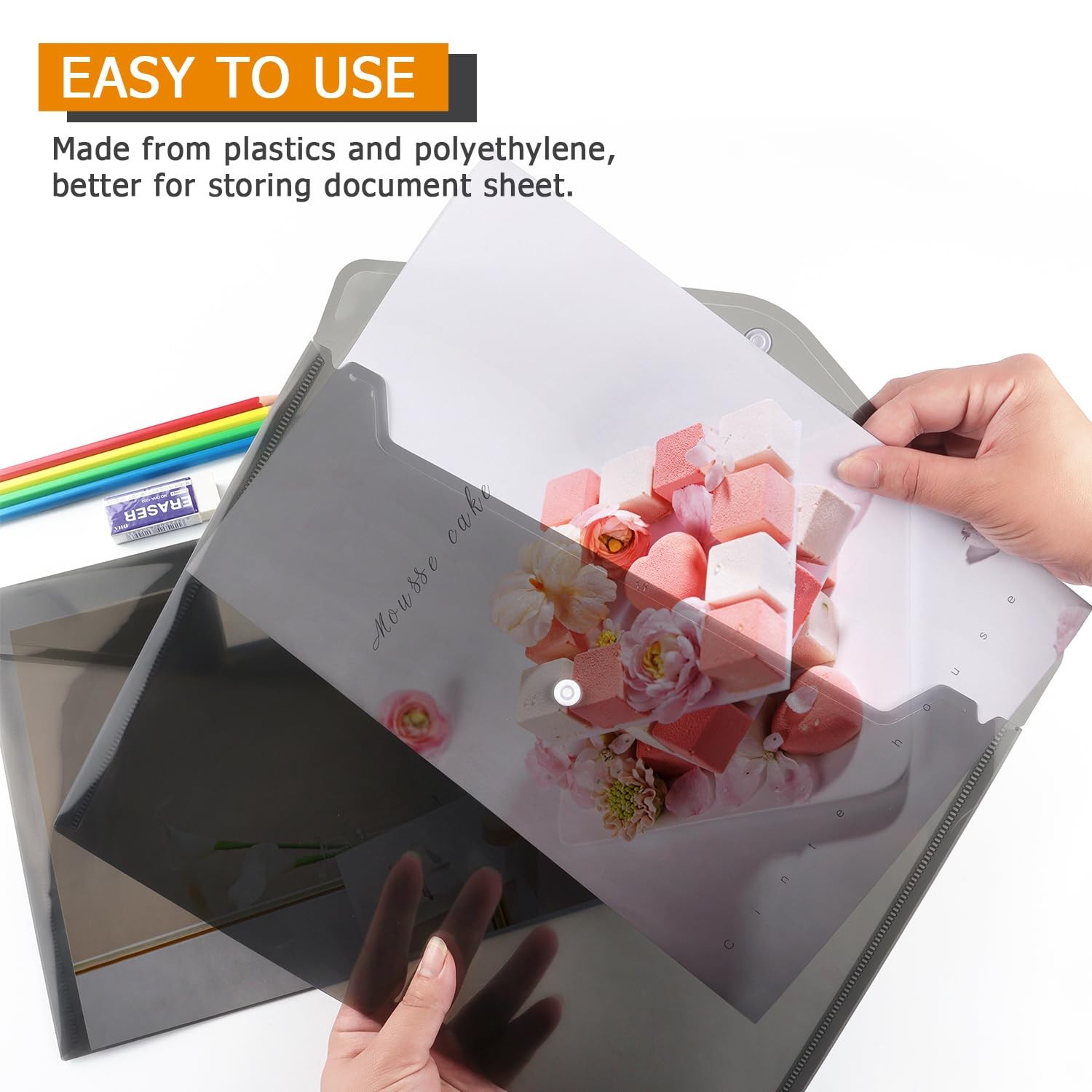Tamaki 6 Pack Plastic Envelopes Poly Envelopes, Clear Document 6 Pack-black