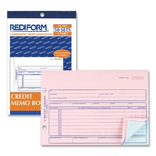 Rediform Credit Memo Book, Three-Part Carbonless, 5.5 x 7.88, 50 Forms Total
