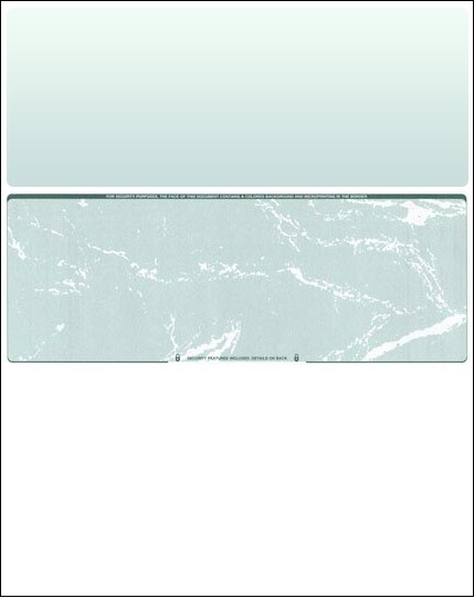 250 Blank Check Stock Paper – Check in Middle – Green Marble
