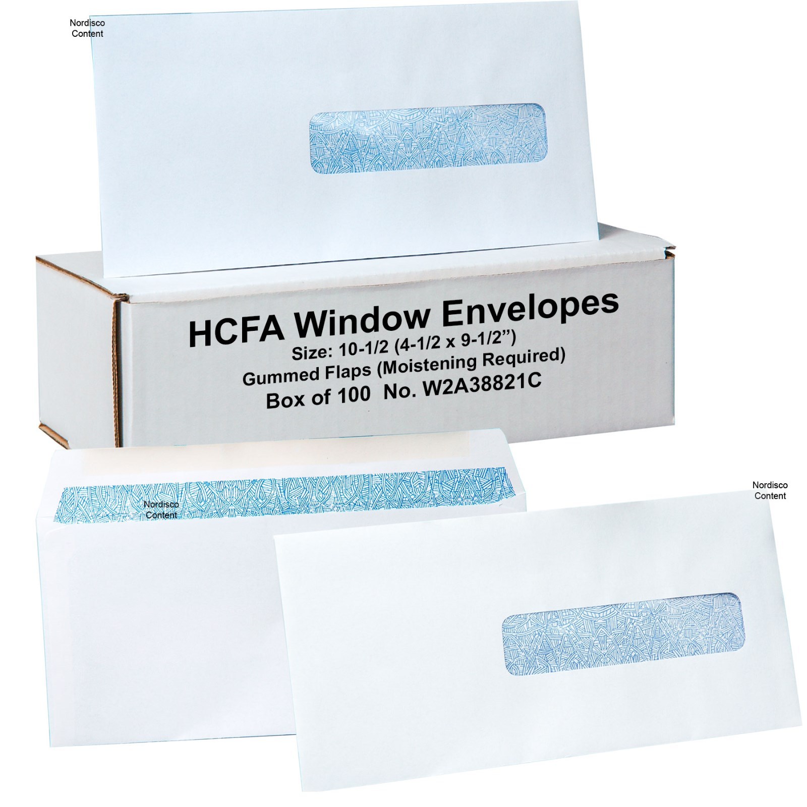HCFA CMS1500 Envelopes, Window Style, 4-1/2 x 9-1/2″, Gummed Flaps, Box of 100