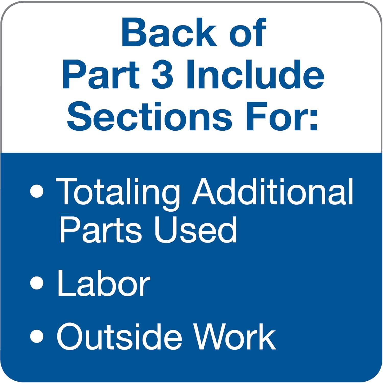 Adams 50 Pack Auto Repair Order Forms Carbonless 3 Part White Canary 8X7 In