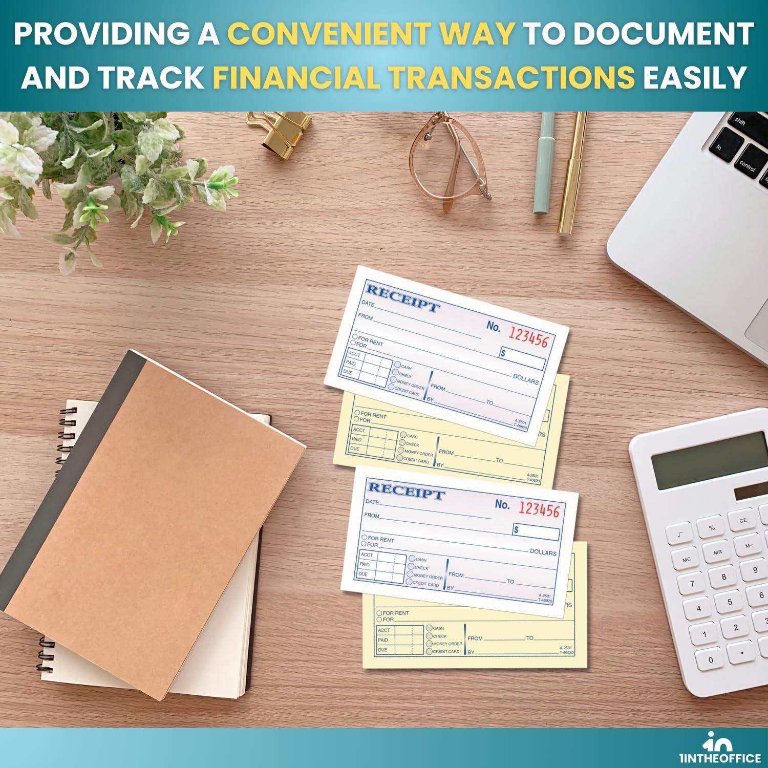 Receipt Book with Carbon Copies, Rent Receipt Book, Cash Receipt Book, 2-3/4 …