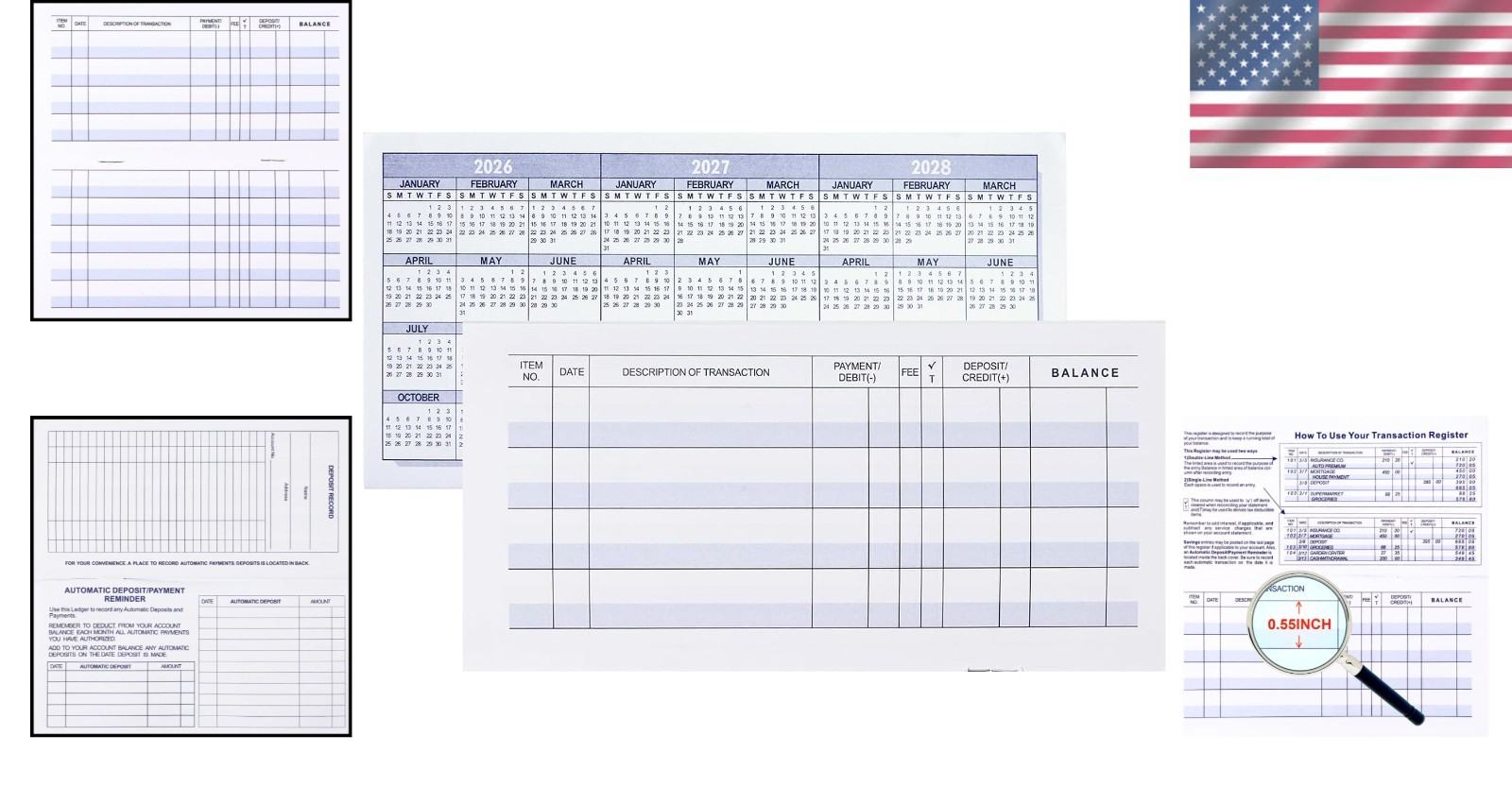 Clear 12 Piece Check Register for Streamlined Financial Organization & Tracking