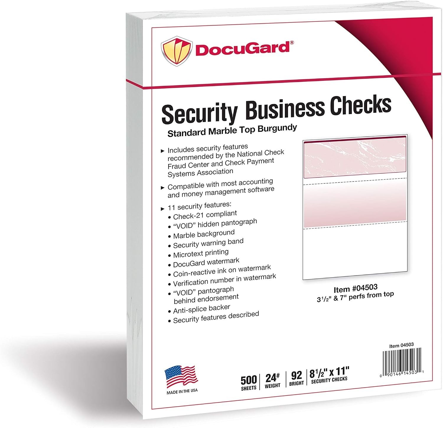 Professional Burgundy Marble Business Checks – Laser/Inkjet
