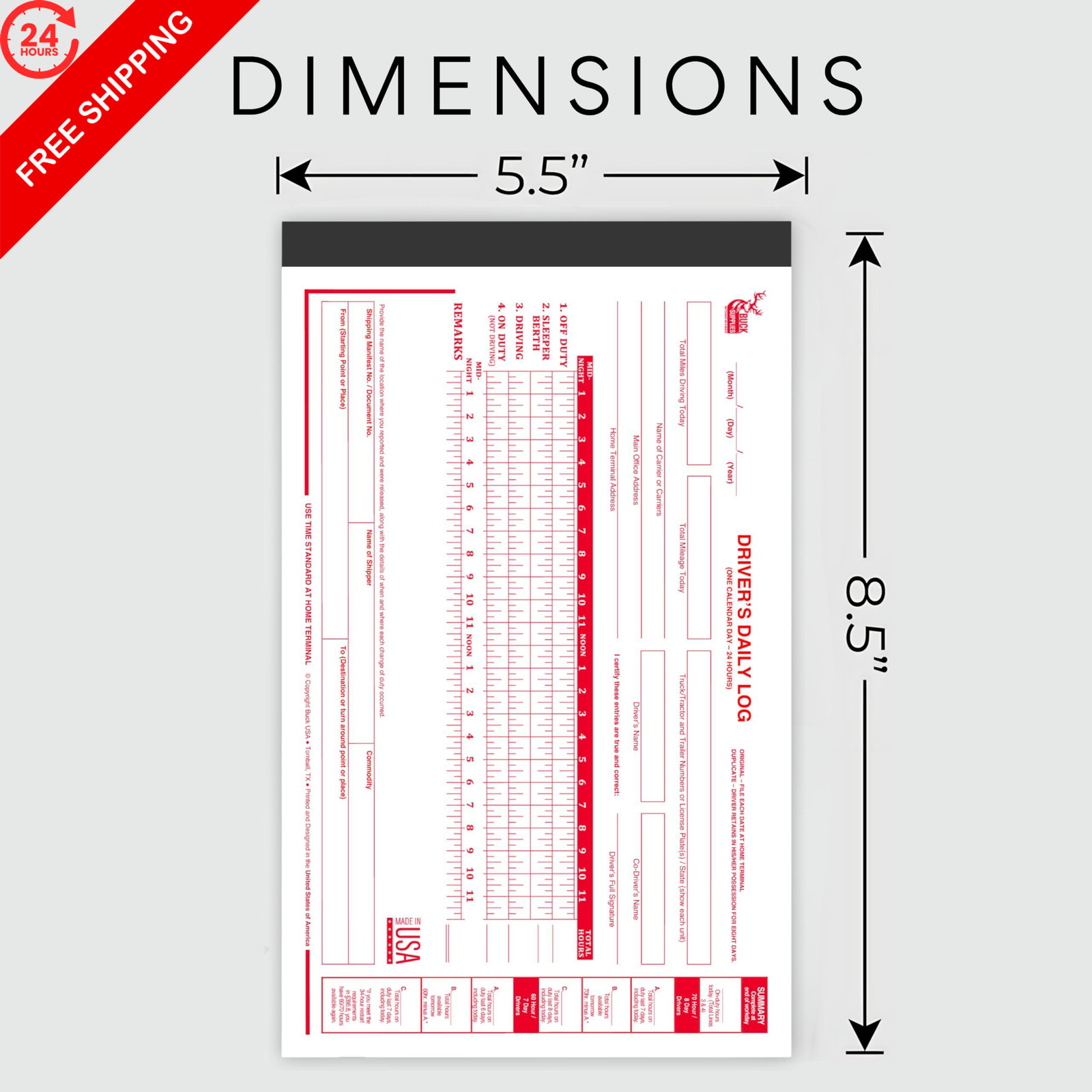 Driver Daily Log Books for Truck Drivers with 7 & 1 Pack, Driver’s