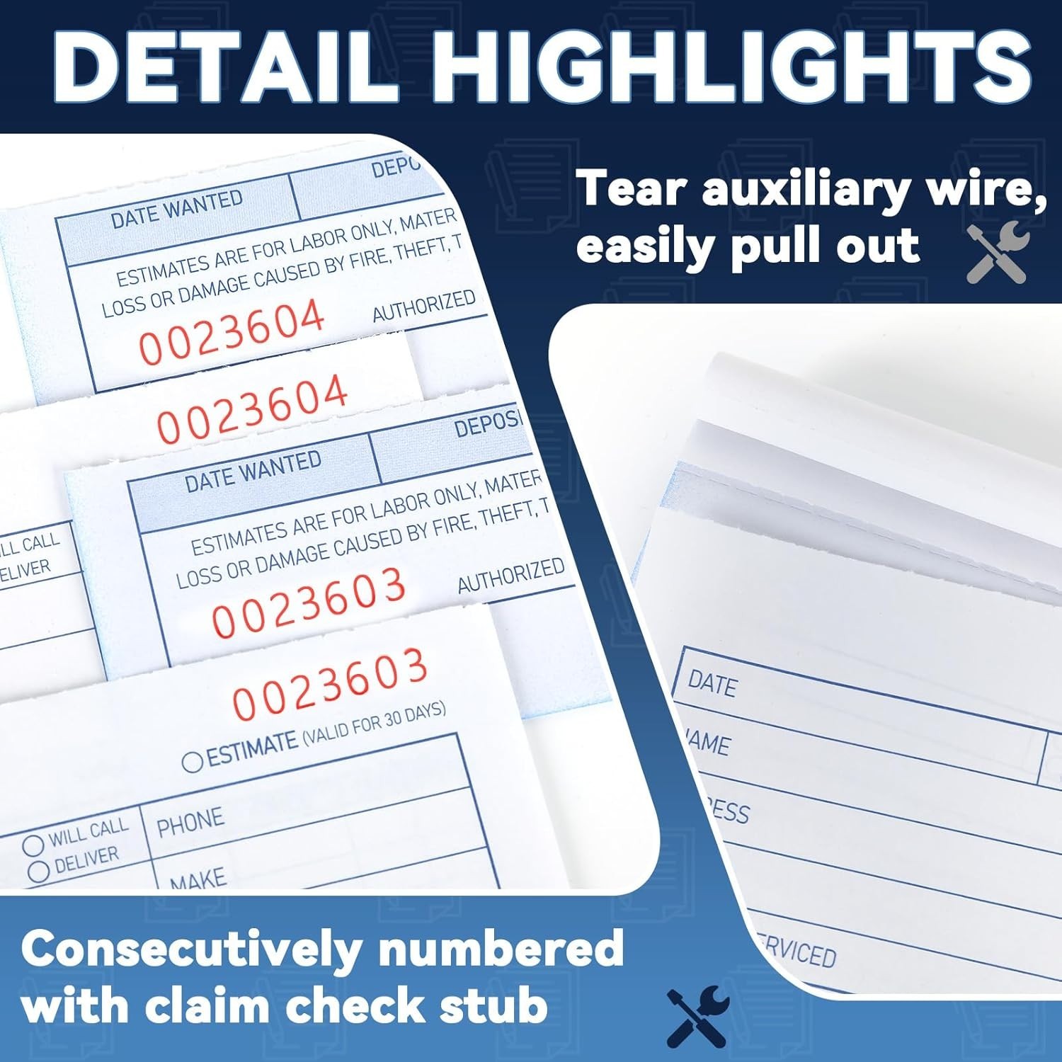 Compact Carbonless Work Order Forms – 2 Pad Receipt Book for Smooth Transactions