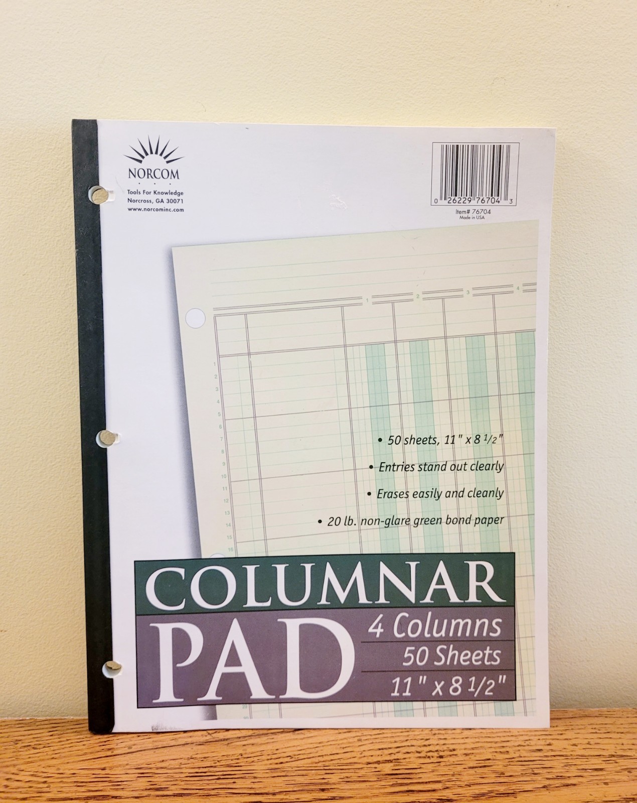 Norcom Columnar Ledger Pad 4 Columns 8.5″ x 11″ Letter Size (50 Sheets)