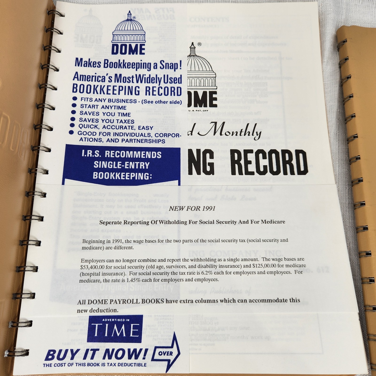 Dome Simplified Monthly Bookkeeping Record Accounting 8.75″ X 11.25″ Lot of 2