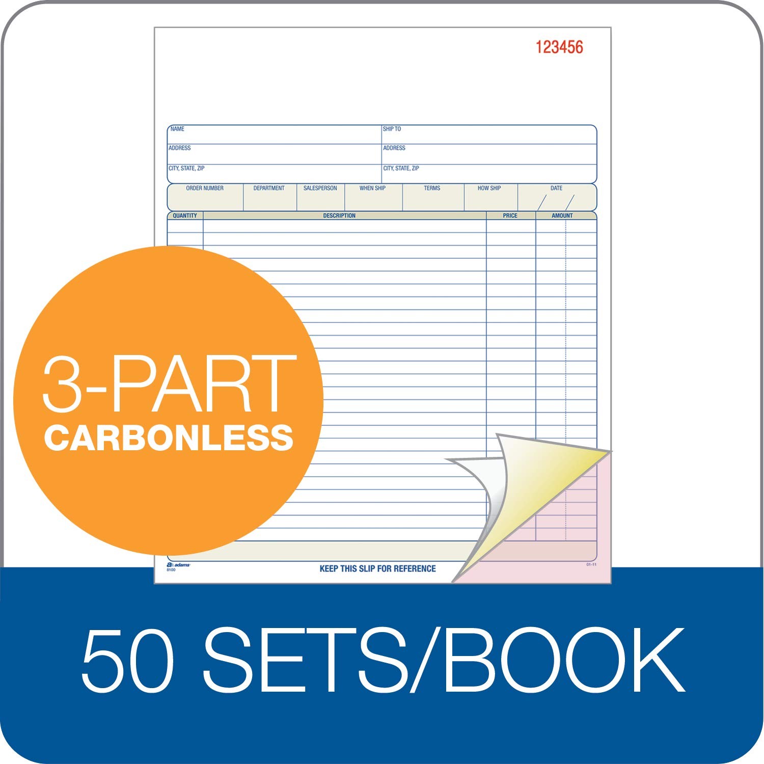White Canary Pink Carbonless 3-Part Notebook 8-3/8 x 10-11/16 Inch Carbonless