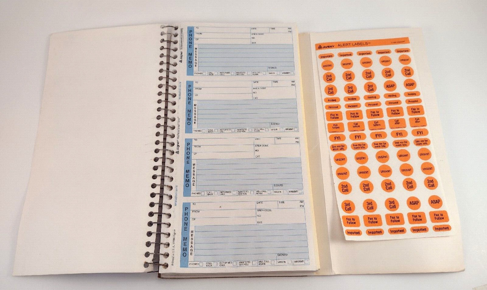 Avery Phone Message Book 50-176 Memo Notes Office Business Telephone Secretary