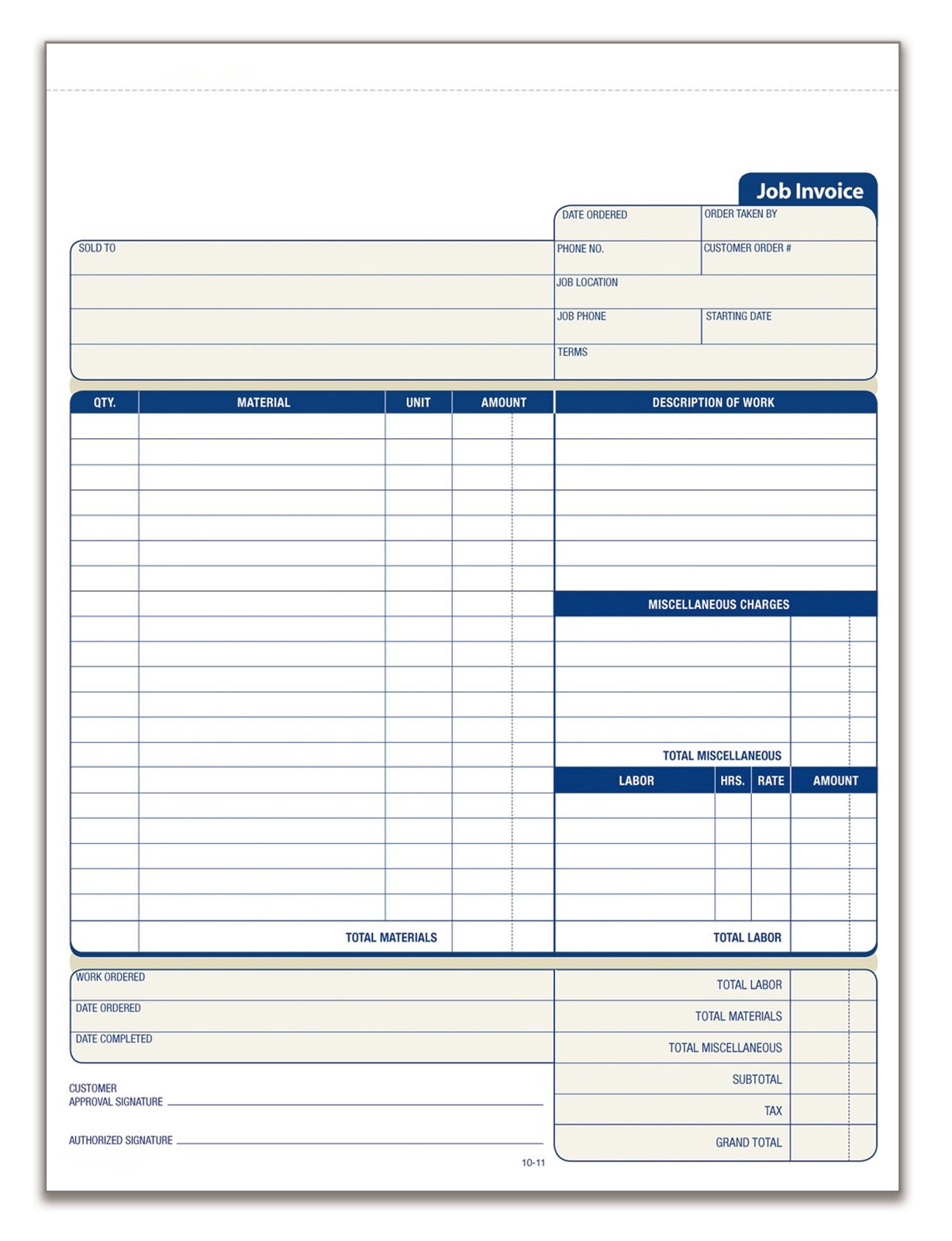 Work Order Forms, 2 Part Carbonless, 100 Sheets, 8.5×11, White