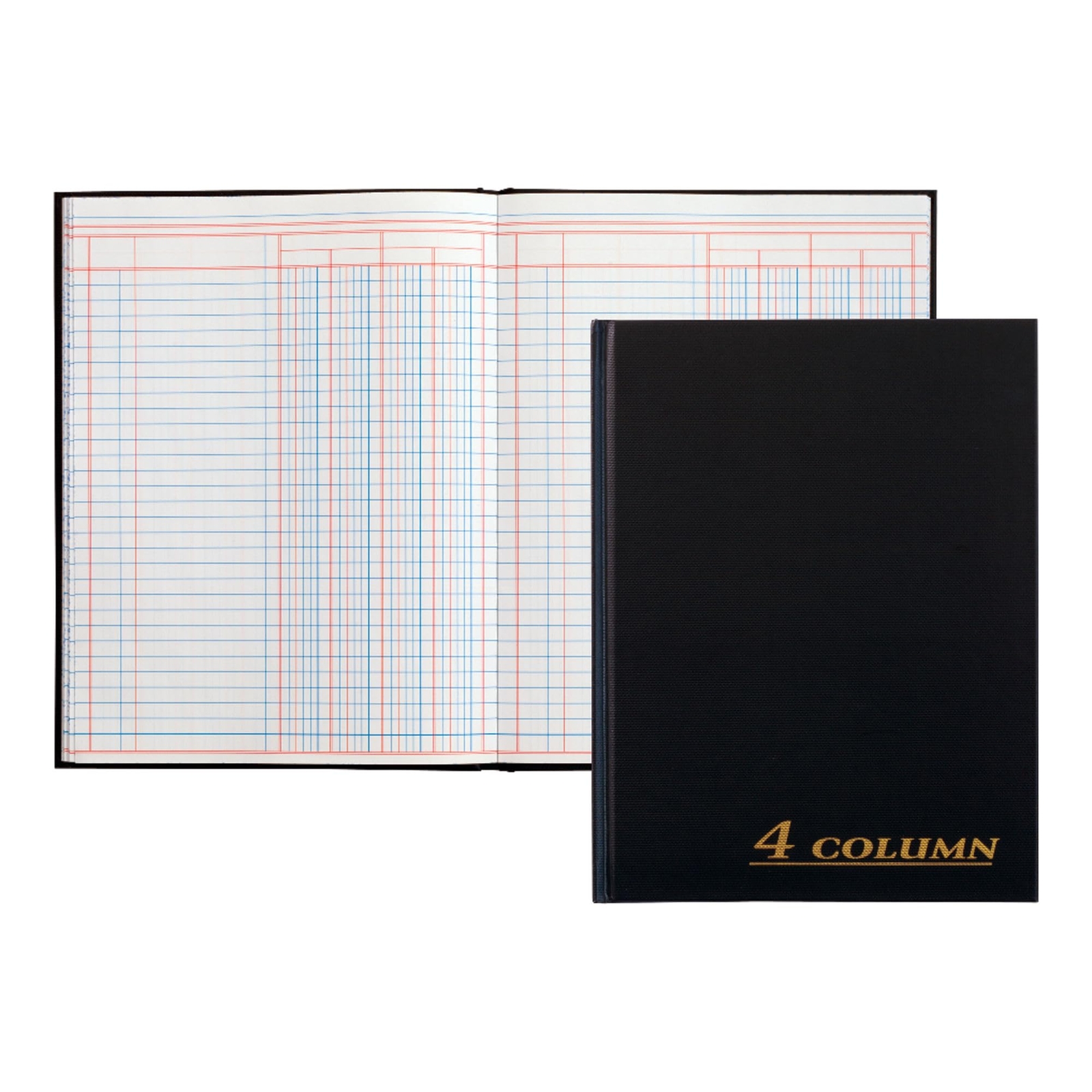 Adams Account Book 80 Pages Black Textured Cover Gold Foil 4 Column Format