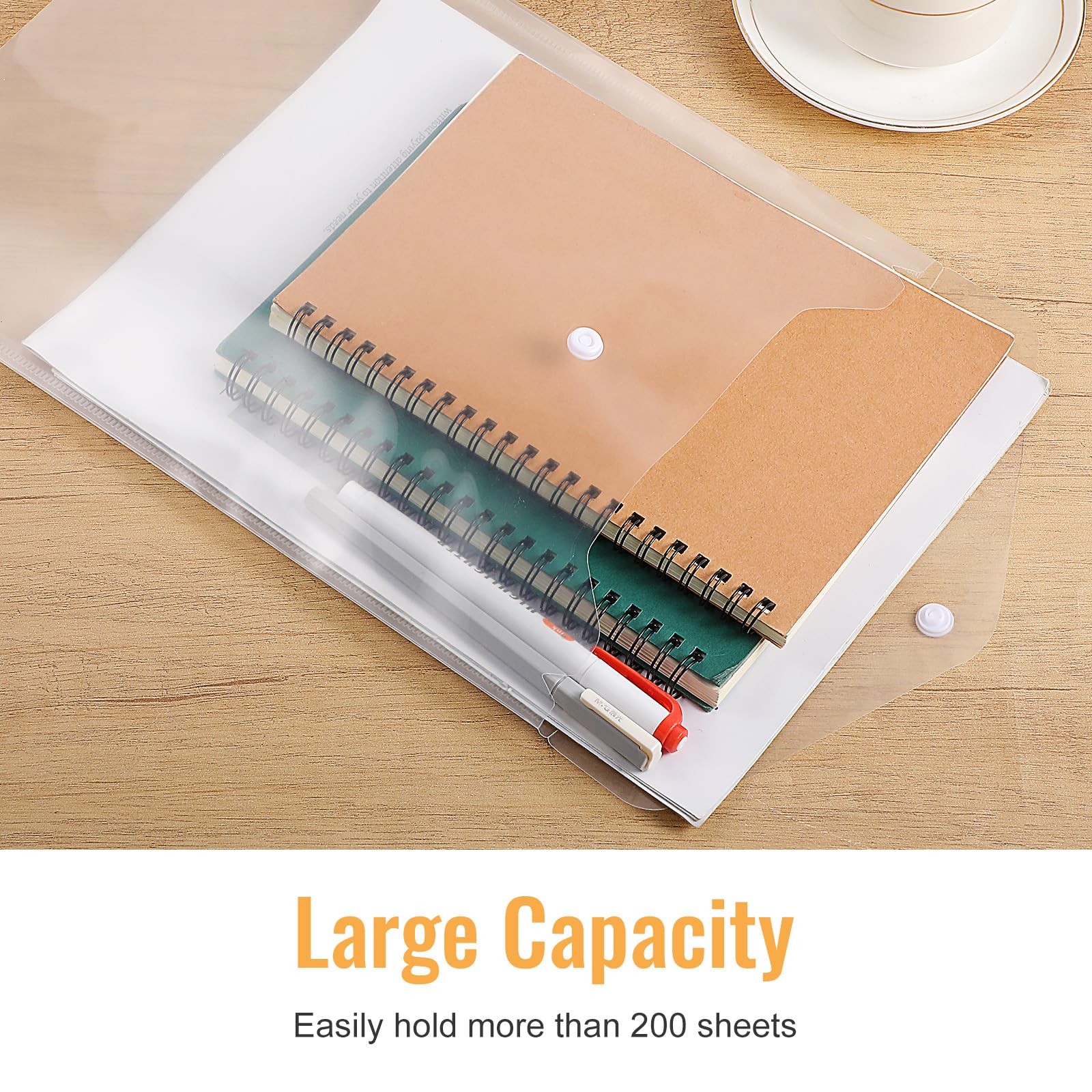 30 Pcs 9″x12″ Clear Plastic Envelopes with Snap Closure, Heavy-Duty