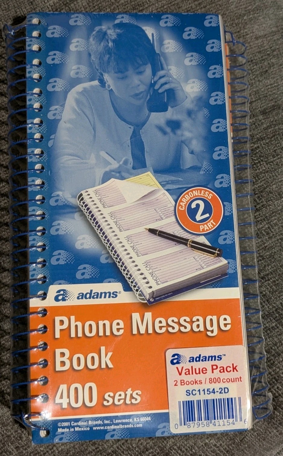 Adams Phone Message Book 400 Sets x2 = 800 Value Pack SC1154-2D Sealed Brand New
