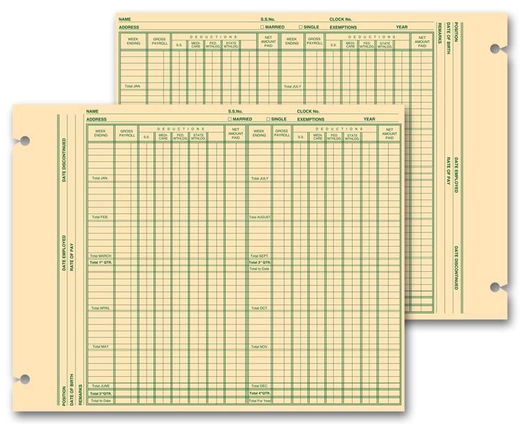 20992 Payroll Forms Loose Leaf 9 1/4 x 11 7/8″ QTY 100